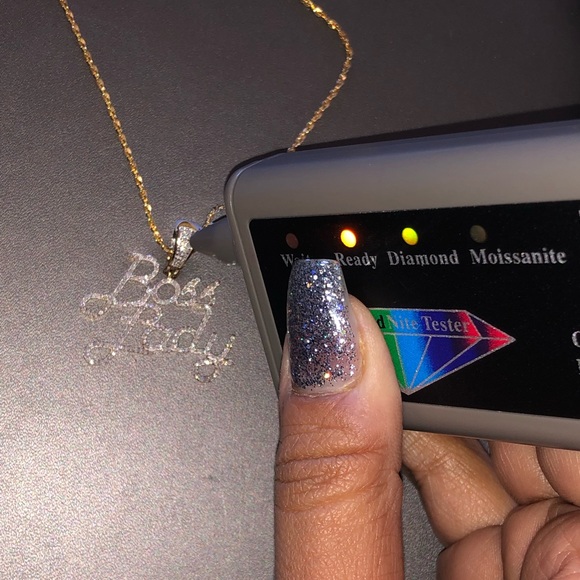 Boss Lady 10k gold si real diamond necklace pendant free appraisal best gift WOW - Picture 5 of 6